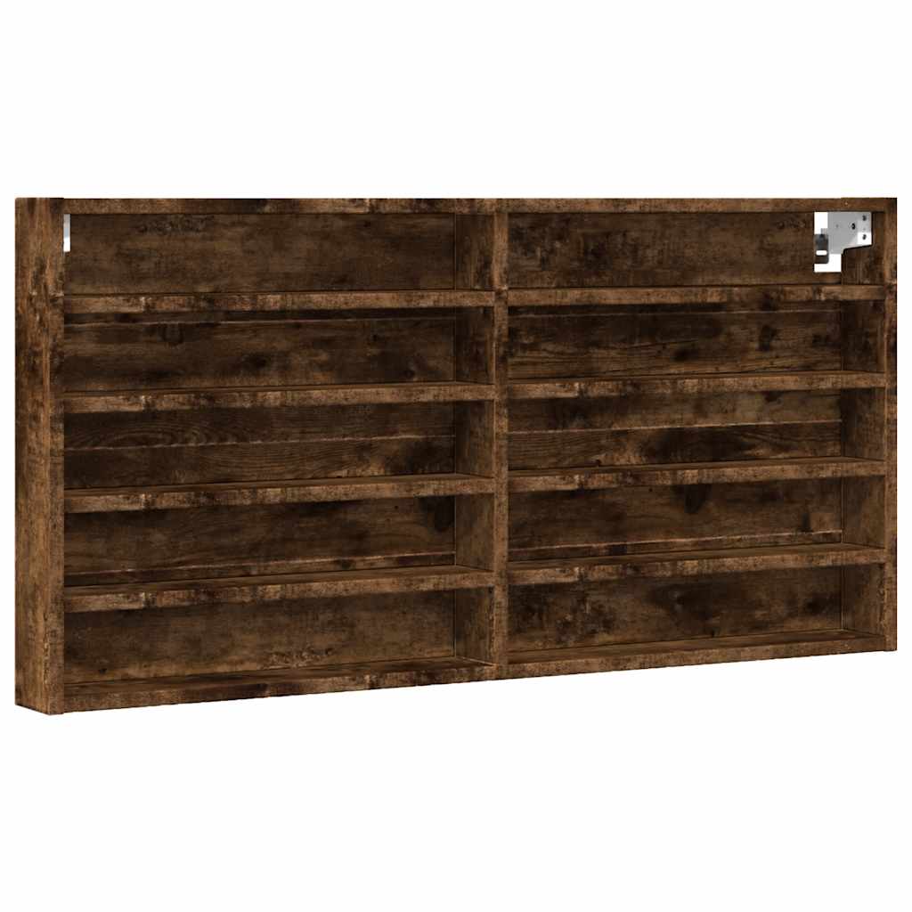 Armoire à vitrine chêne fumé 100x8,5x50 cm bois d'ingénierie