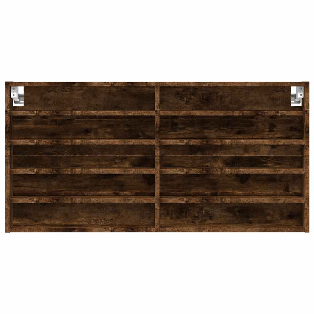Armoire à vitrine chêne fumé 100x8,5x50 cm bois d'ingénierie
