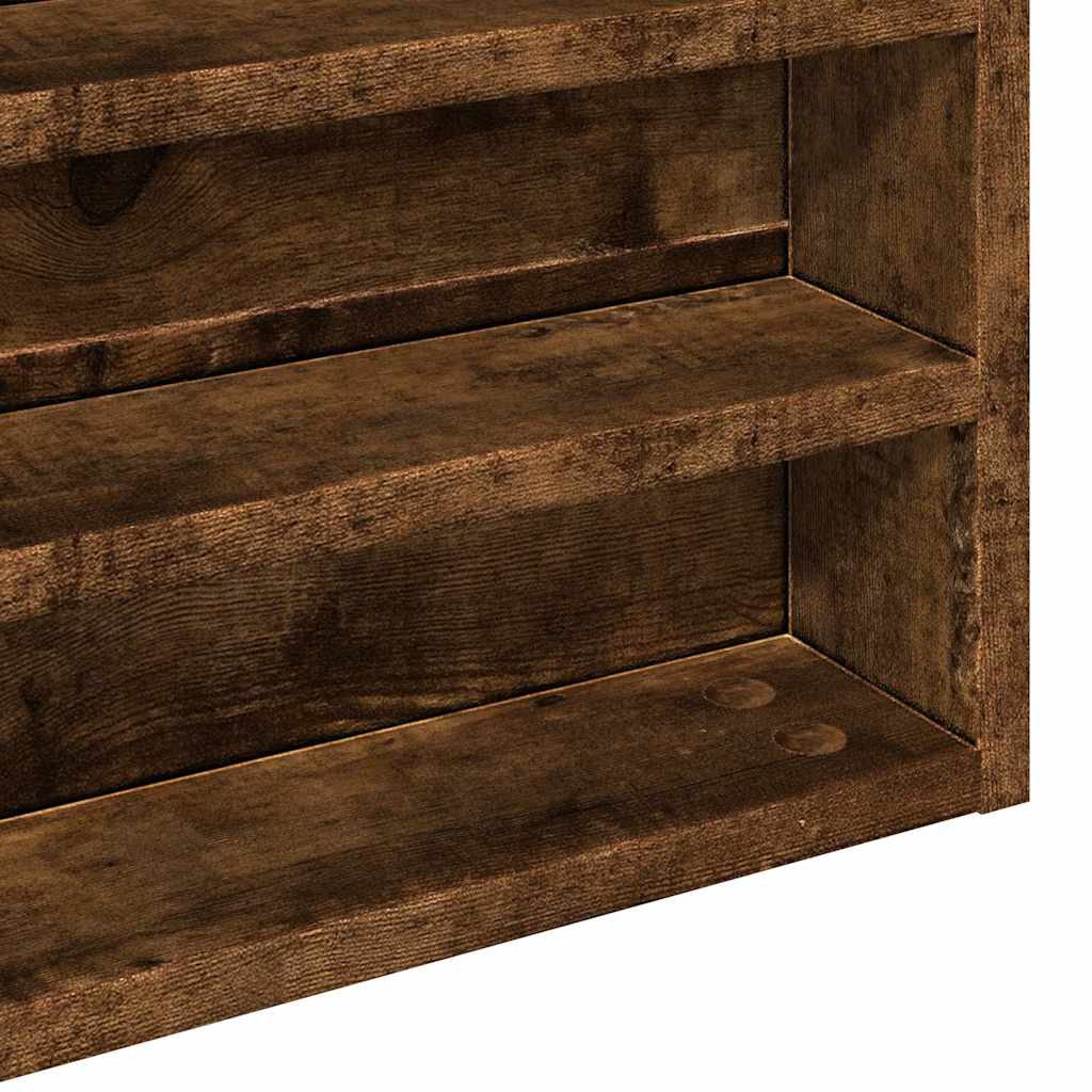 Armoire à vitrine chêne fumé 100x8,5x50 cm bois d'ingénierie
