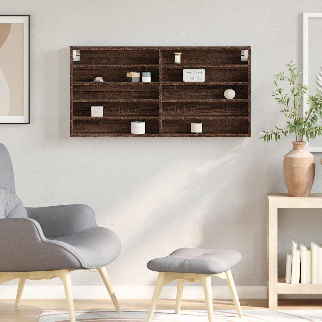 Armoire à vitrine chêne marron 100x8,5x50 cm bois d'ingénierie