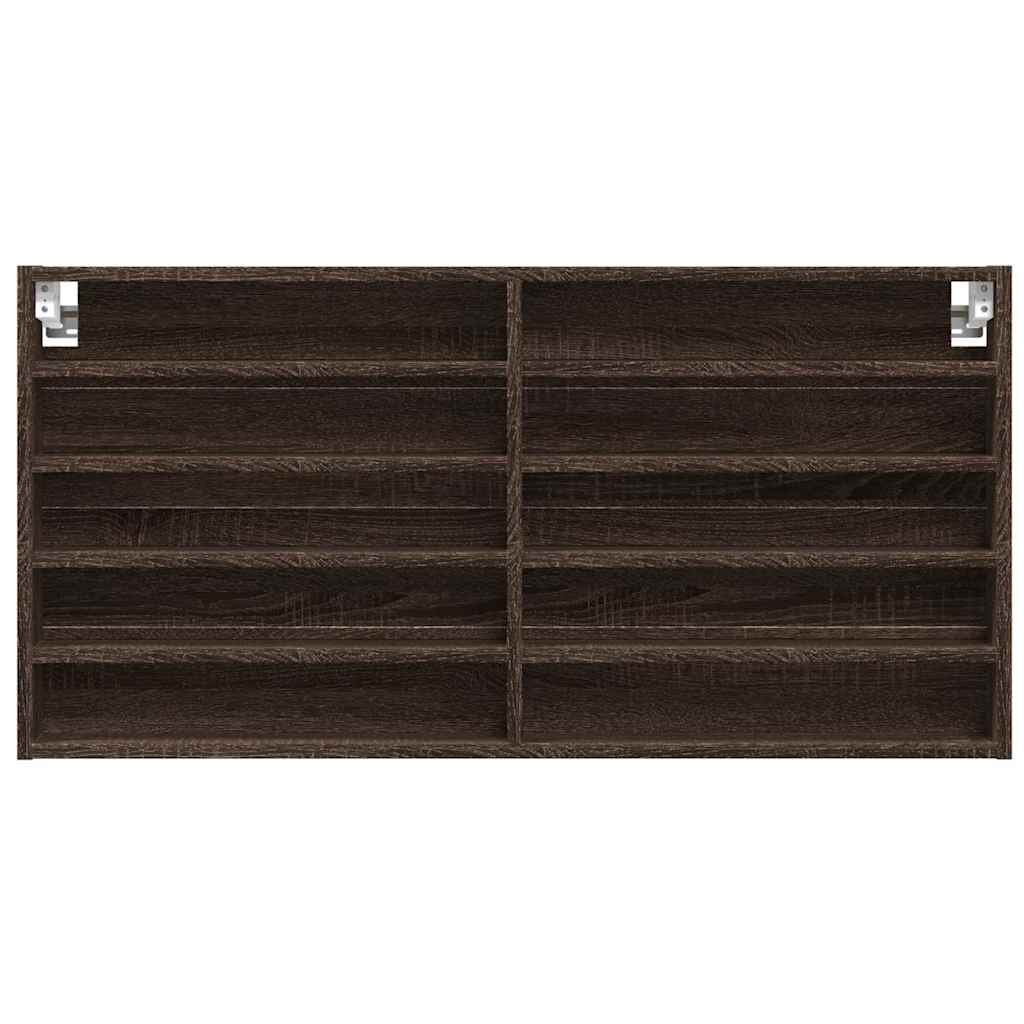 Armoire à vitrine chêne marron 100x8,5x50 cm bois d'ingénierie
