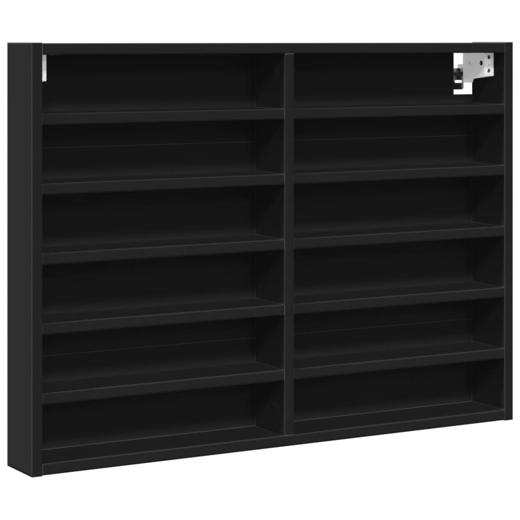 Armoire à vitrine noir 80x8,5x58 cm bois d'ingénierie