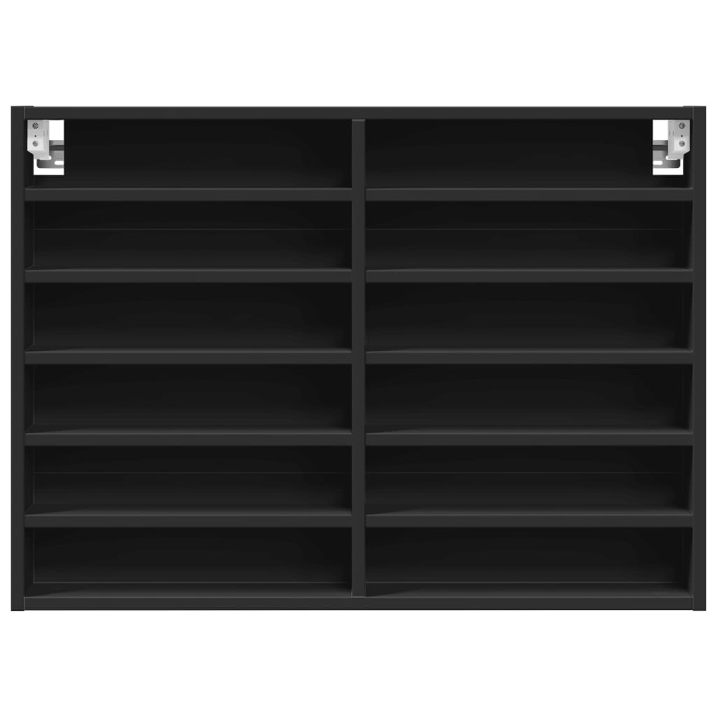 Armoire à vitrine noir 80x8,5x58 cm bois d'ingénierie