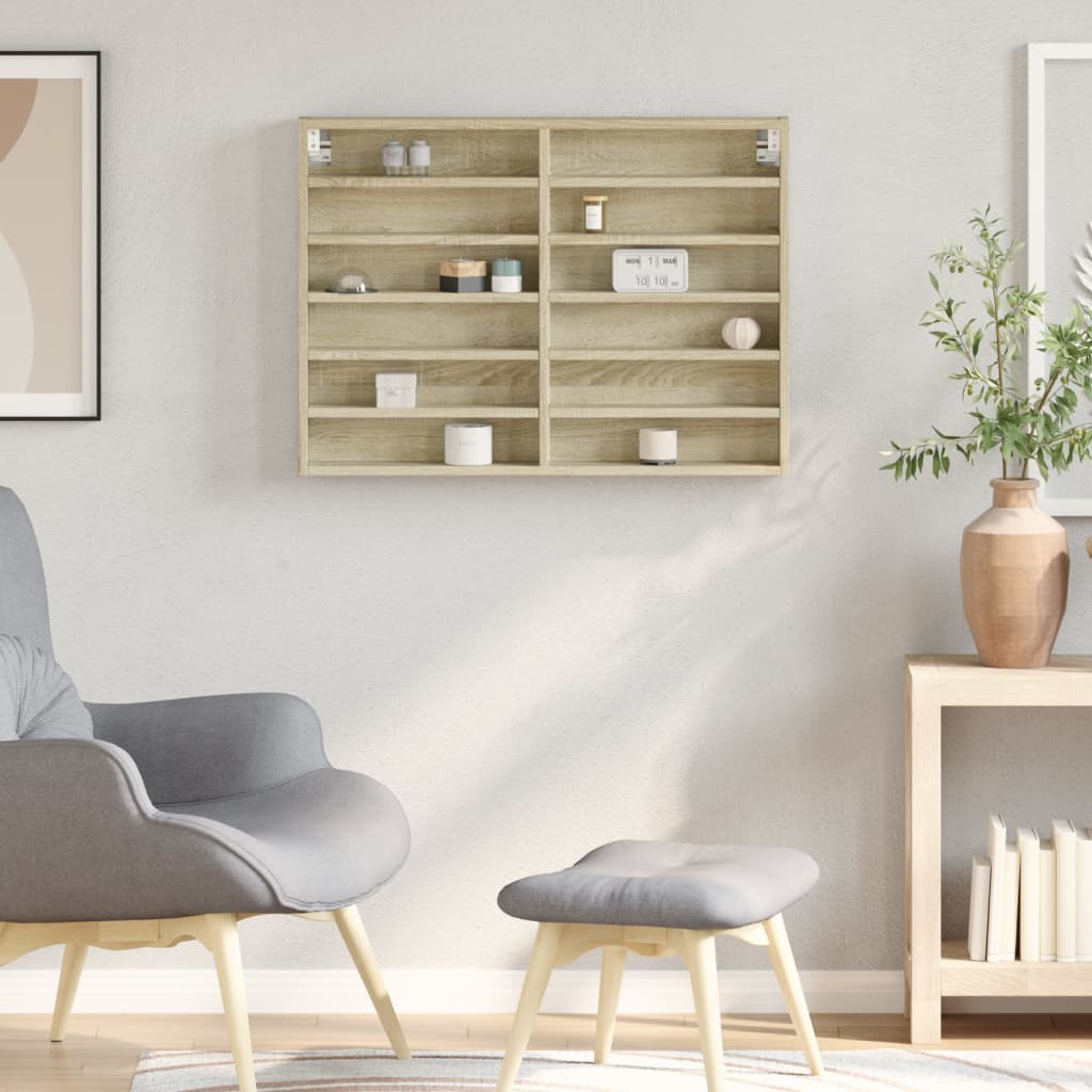 Armoire à vitrine chêne sonoma 80x8,5x58 cm bois d'ingénierie