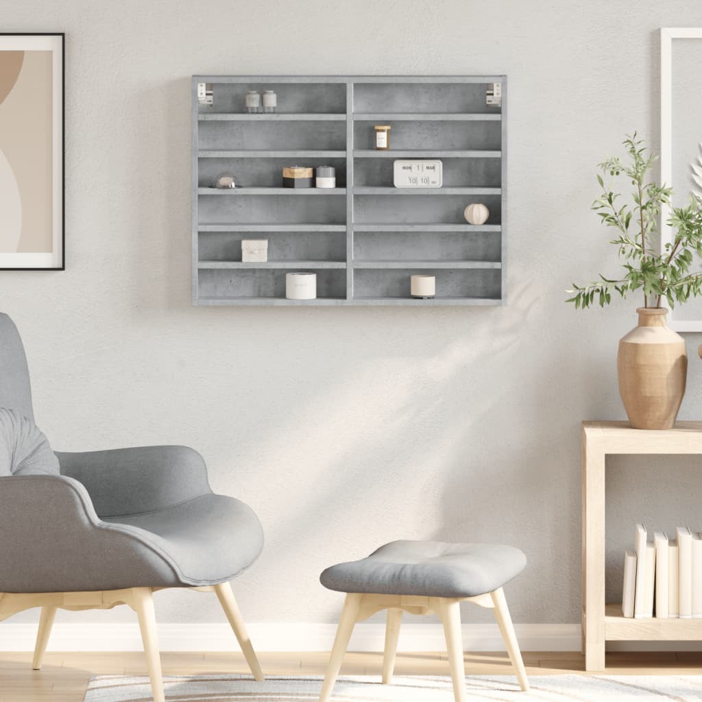 Armoire à vitrine gris béton 80x8,5x58 cm bois d'ingénierie