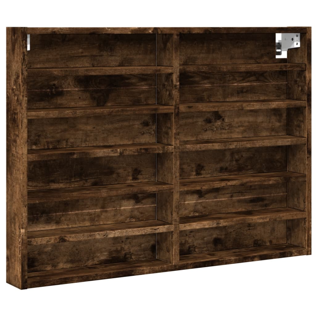 Armoire à vitrine chêne fumé 80x8,5x58 cm bois d'ingénierie