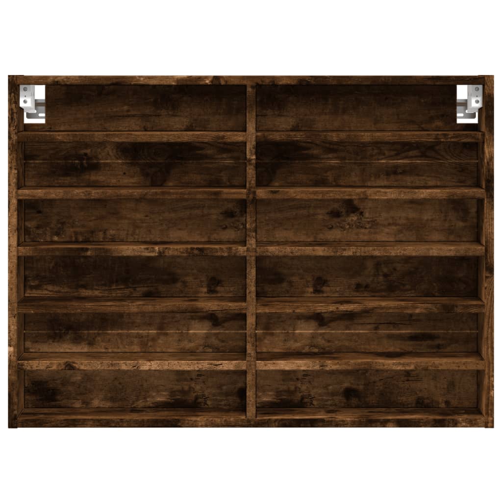 Armoire à vitrine chêne fumé 80x8,5x58 cm bois d'ingénierie