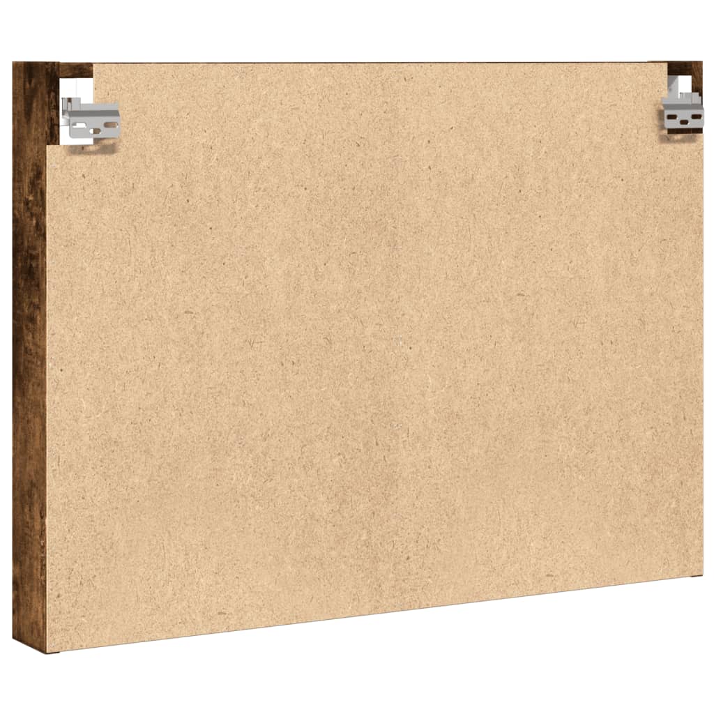 Armoire à vitrine chêne fumé 80x8,5x58 cm bois d'ingénierie