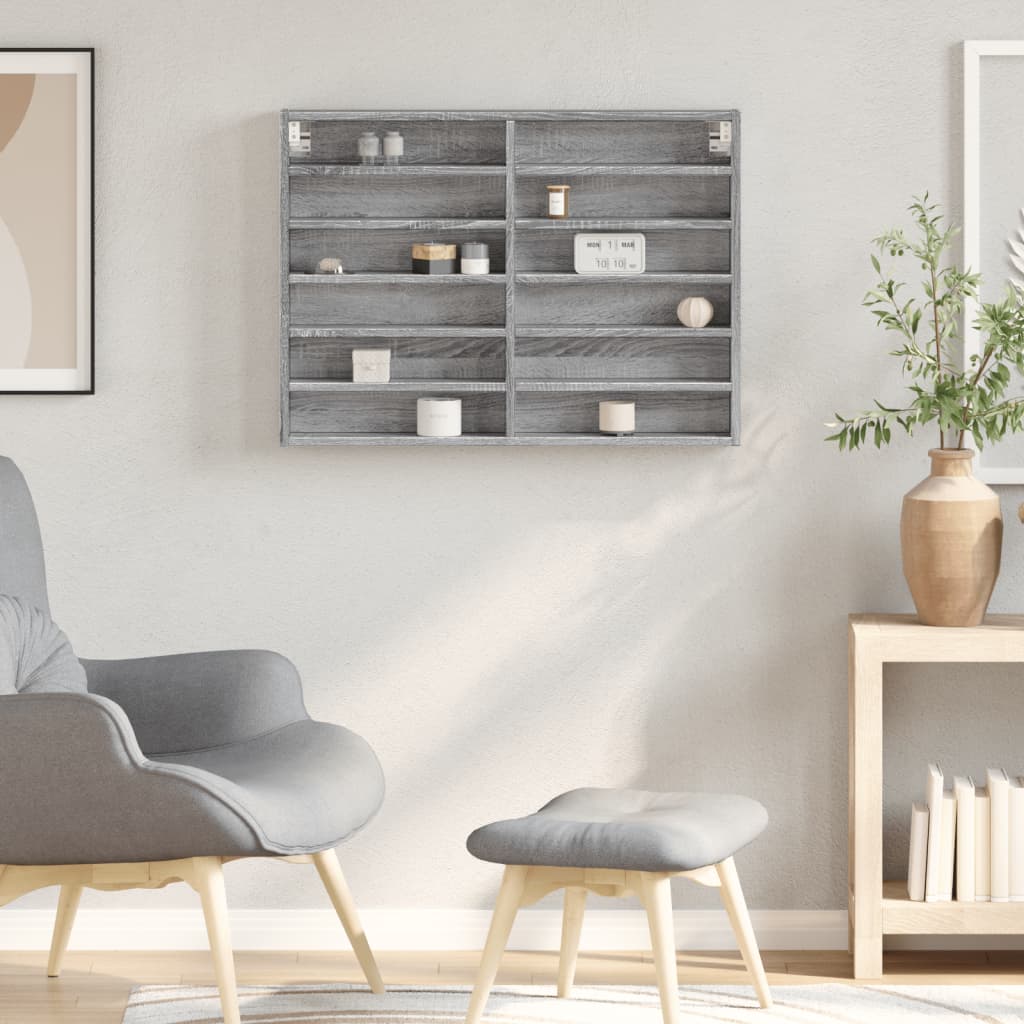 Armoire à vitrine sonoma gris 80x8,5x58 cm bois d'ingénierie