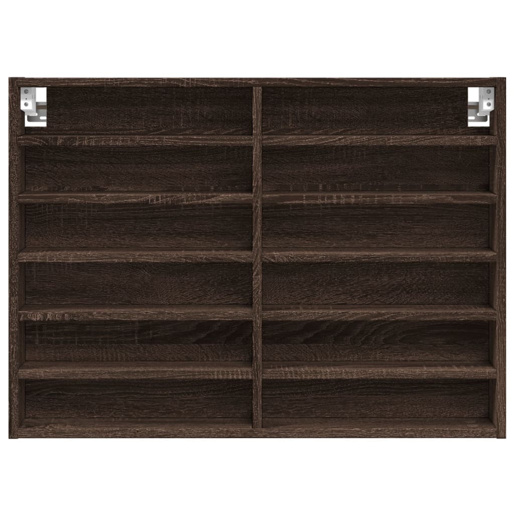 Armoire à vitrine chêne marron 80x8,5x58 cm bois d'ingénierie