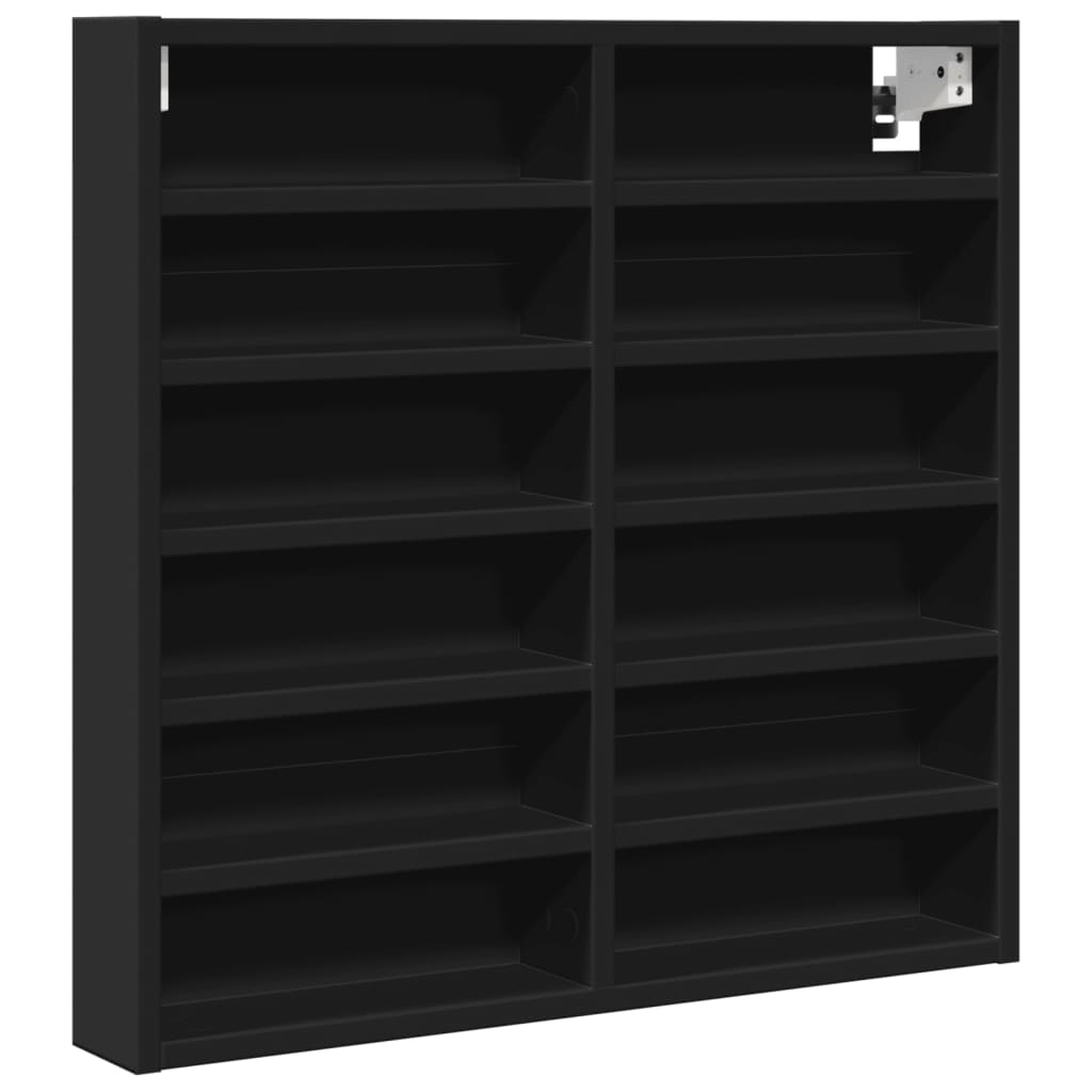Armoire à vitrine noir 60x8,5x58 cm bois d'ingénierie