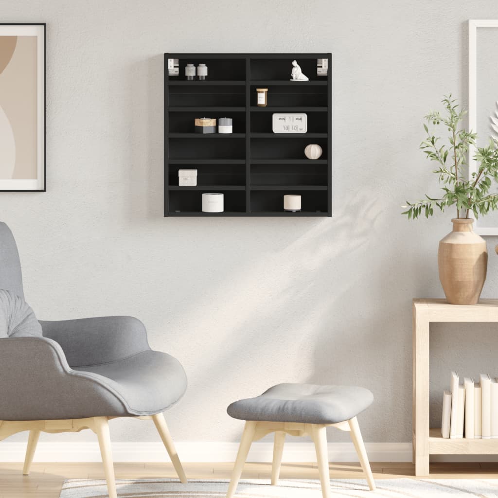 Armoire à vitrine noir 60x8,5x58 cm bois d'ingénierie