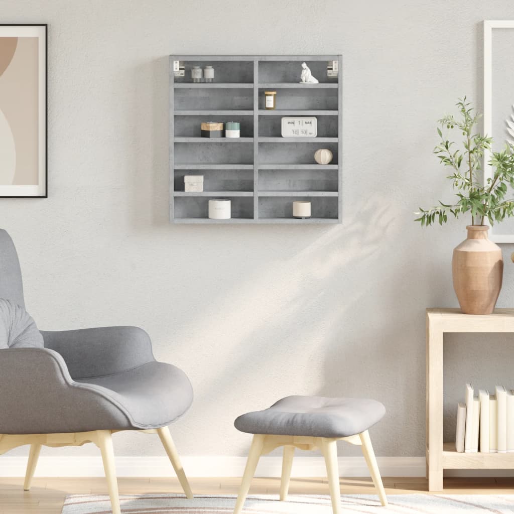 Armoire à vitrine gris béton 60x8,5x58 cm bois d'ingénierie