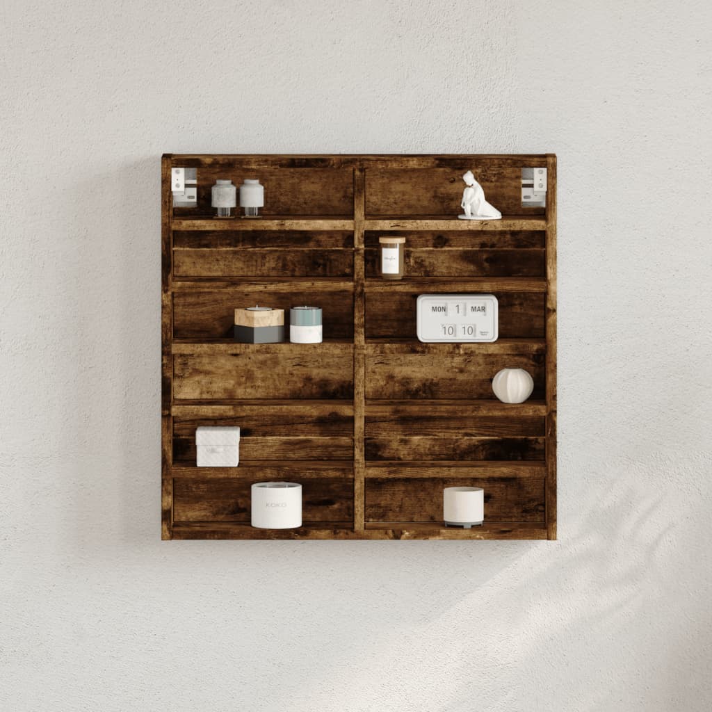 Armoire à vitrine chêne fumé 60x8,5x58 cm bois d'ingénierie
