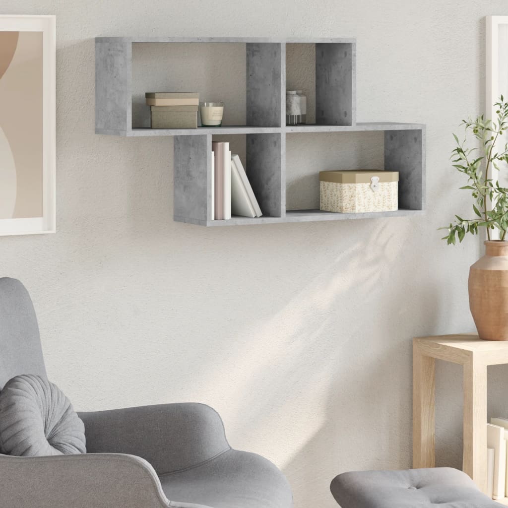 Étagère murale gris béton 100x20x53 cm bois d'ingénierie