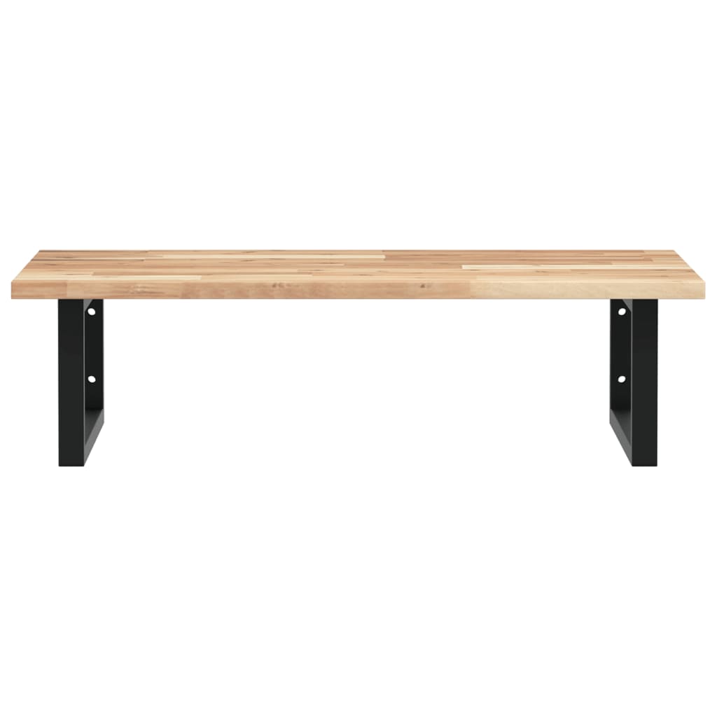 Étagère de vasque murale acier et bois massif d'acacia
