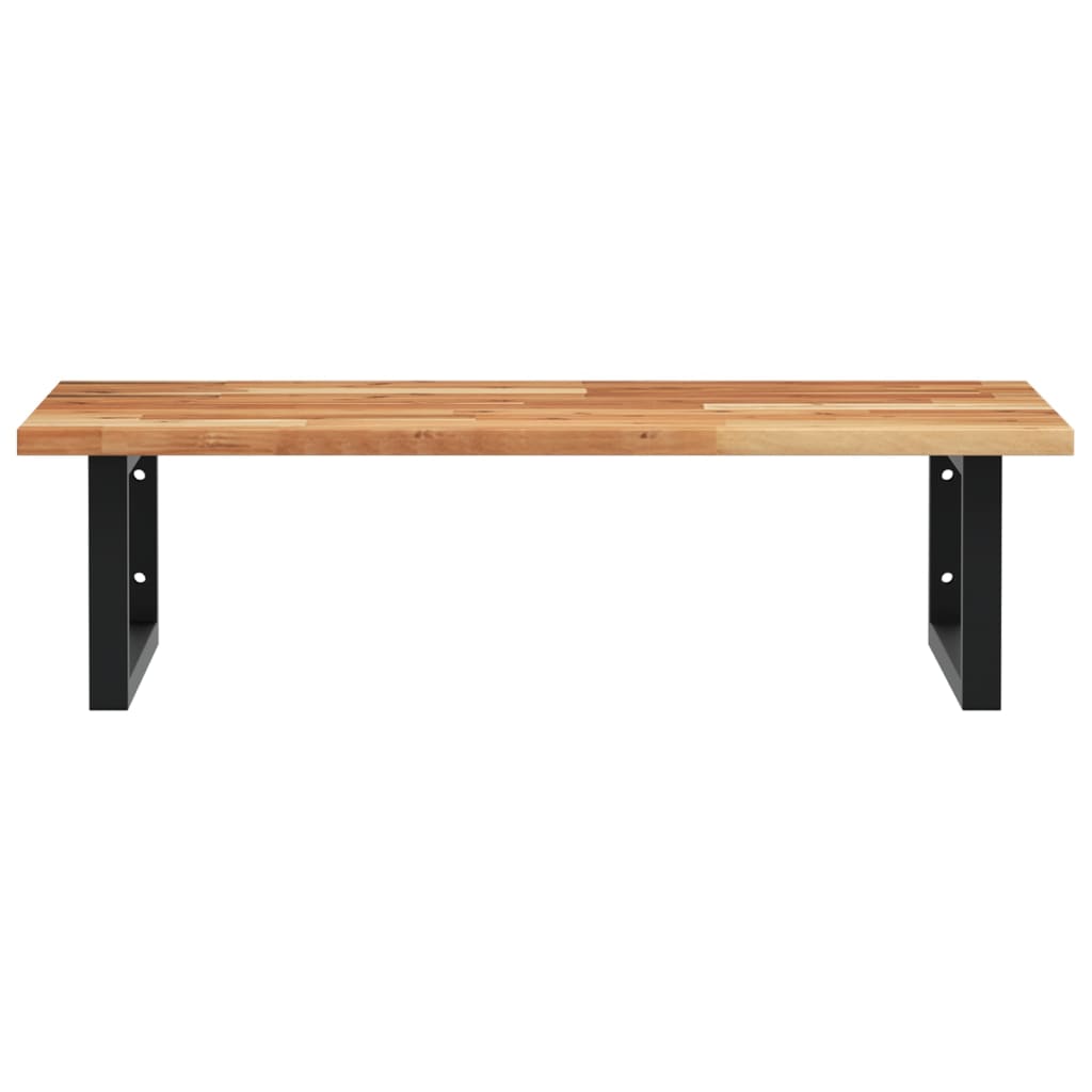 Étagère de vasque murale acier et bois massif d'acacia