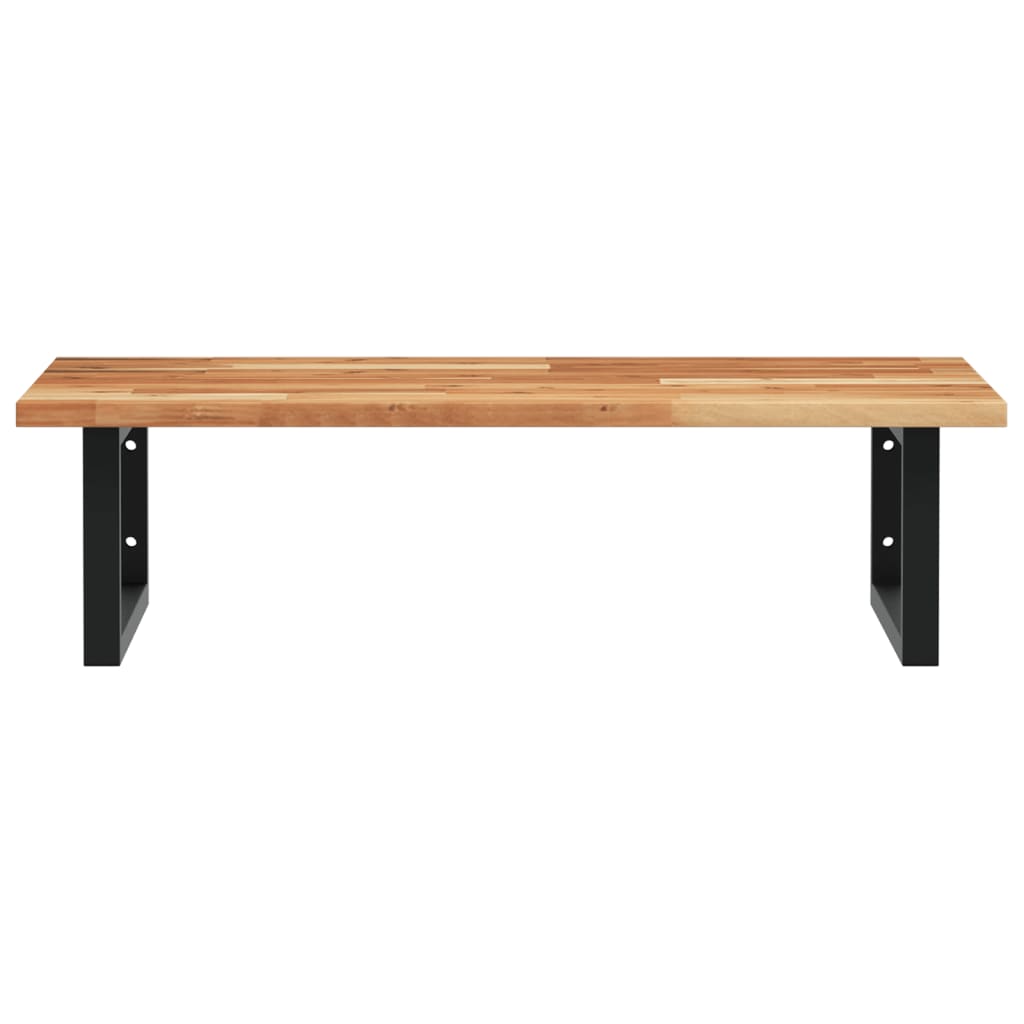Étagère de vasque murale acier et bois massif d'acacia
