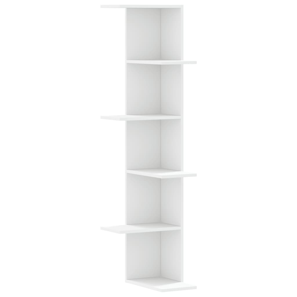 Étagère d'angle murale blanc 36,5x36,5x140 cm bois d'ingénierie