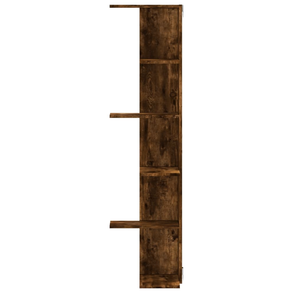 Étagère d'angle murale chêne fumé bois d'ingénierie