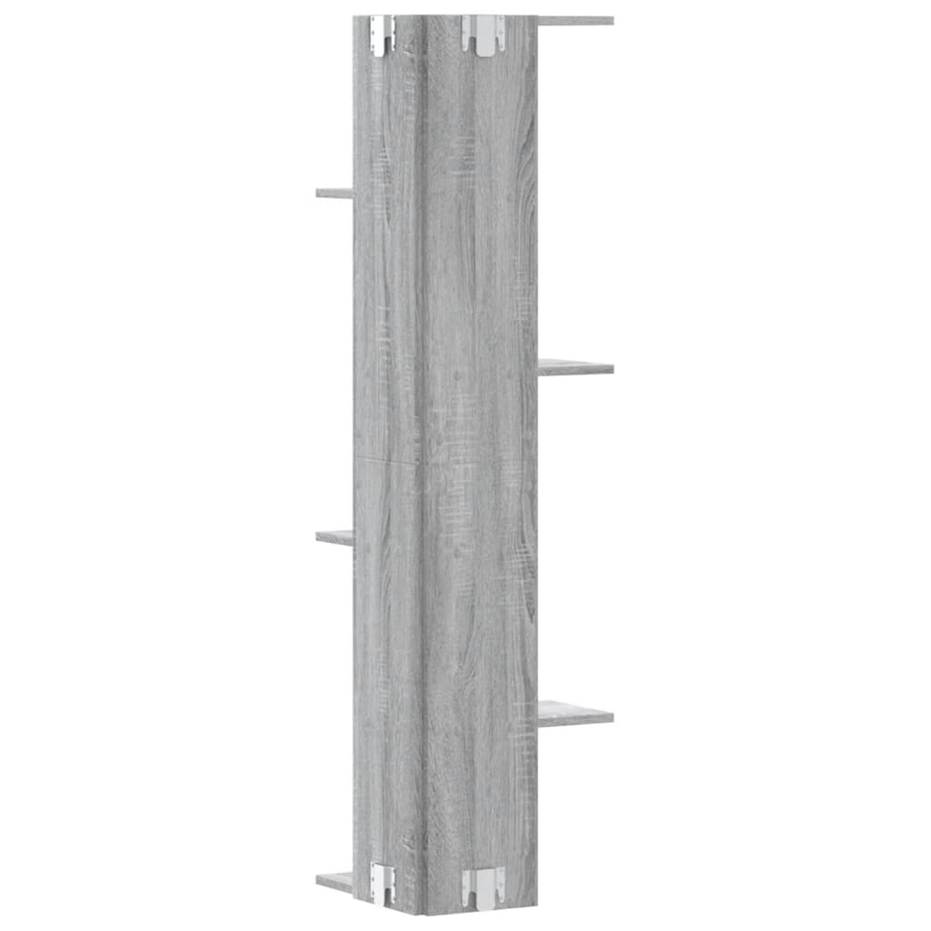 Étagère d'angle murale sonoma gris bois d'ingénierie