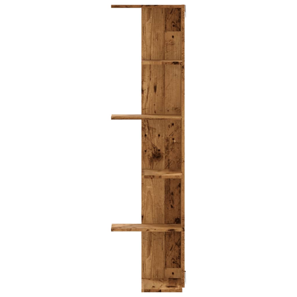 Étagère d'angle murale vieux bois bois d'ingénierie