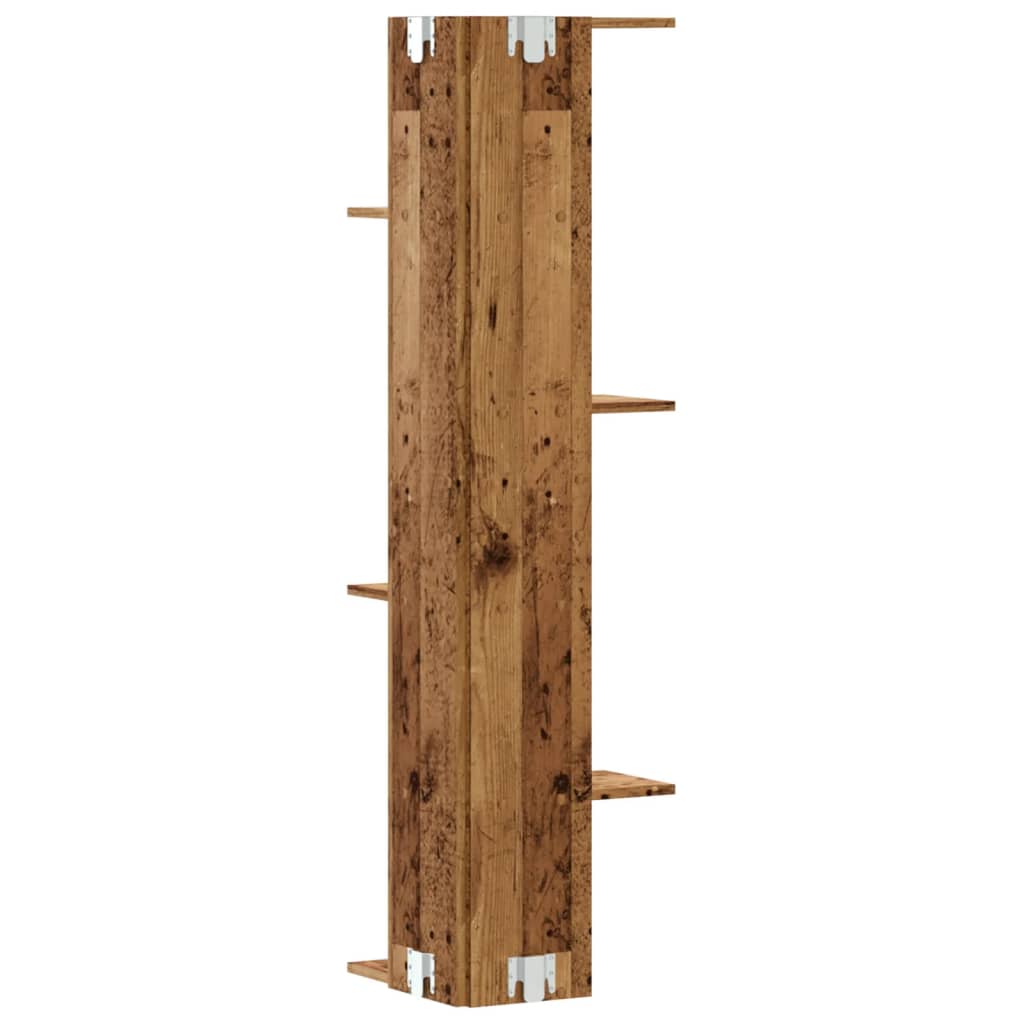 Étagère d'angle murale vieux bois bois d'ingénierie