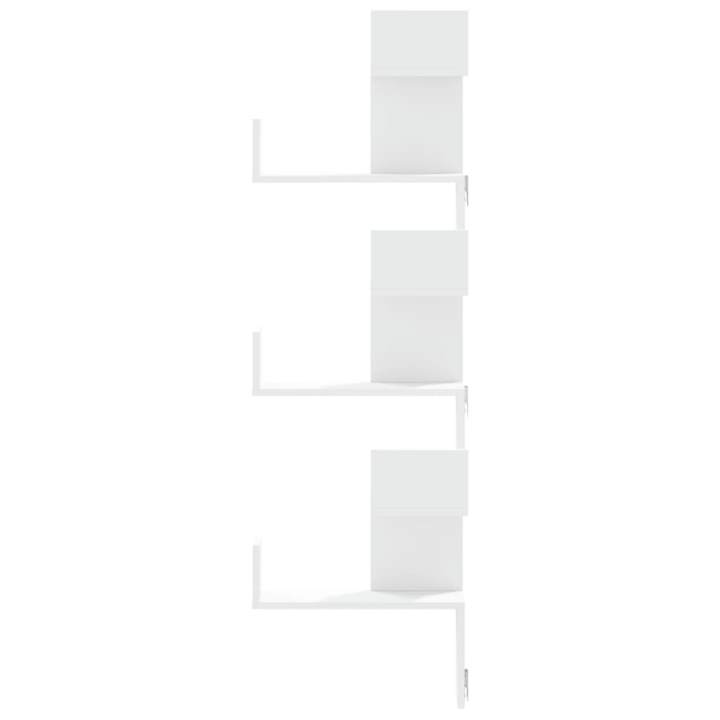 Étagère d'angle murale blanc 45x45x147 cm bois d'ingénierie
