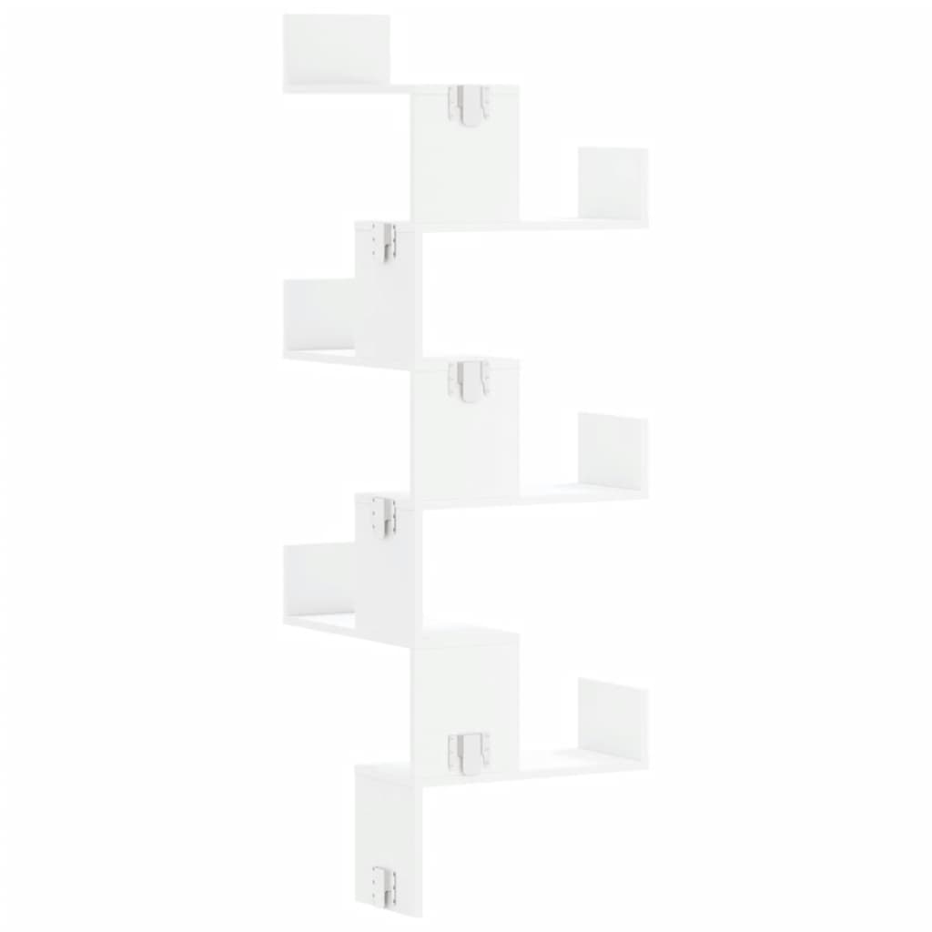 Étagère d'angle murale blanc 45x45x147 cm bois d'ingénierie
