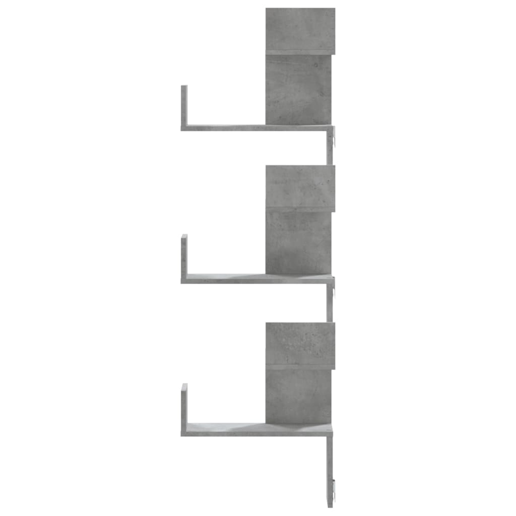 Étagère murale d'angle gris béton 45x45x147cm bois d'ingénierie