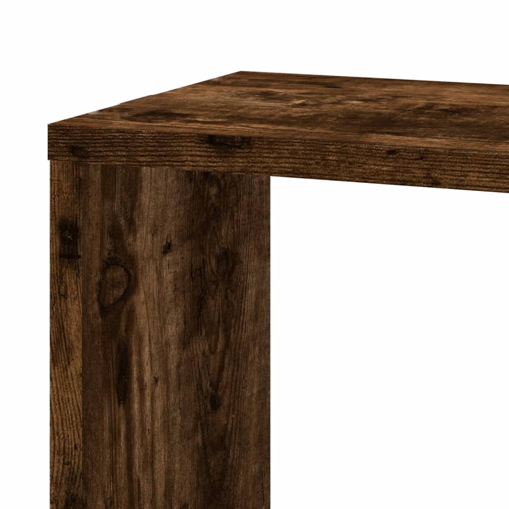 Étagère d'angle murale chêne fumé 45x45x147cm bois d'ingénierie