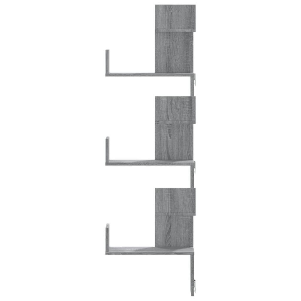 Étagère d'angle murale sonoma gris 45x45x147cm bois ingénierie
