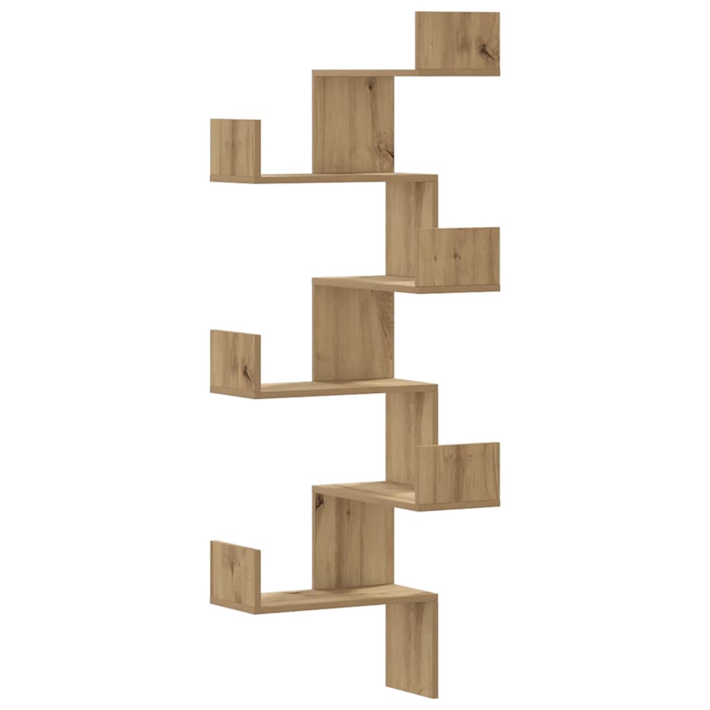 Étagère d'angle murale chêne artisanal bois d'ingénierie