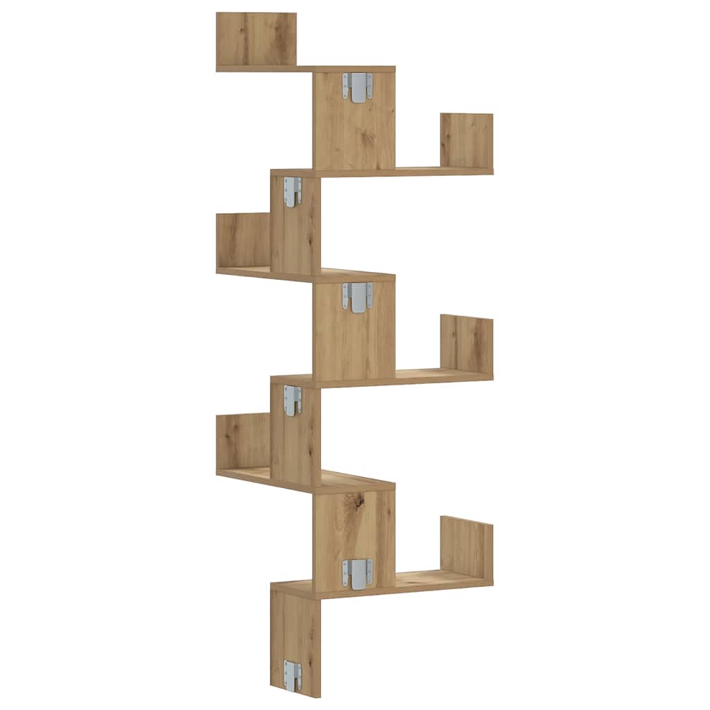 Étagère d'angle murale chêne artisanal bois d'ingénierie