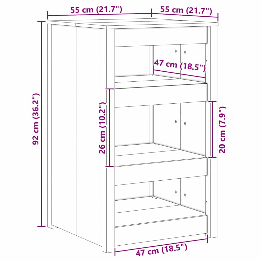 Armoire de cuisine Marron 55 x 55 x 92 cm Bois de pin massif