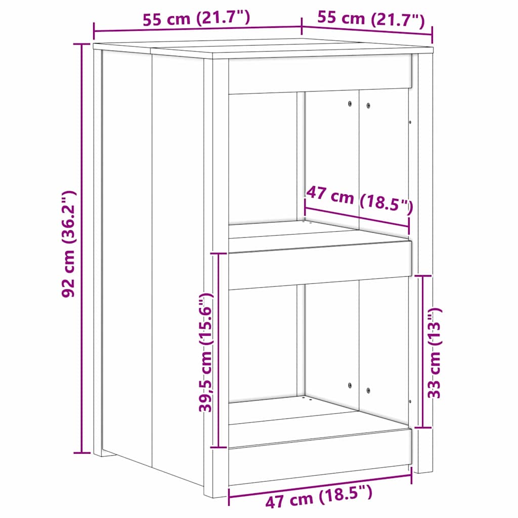 Armoire de cuisine Marron 55 x 55 x 92 cm douglas massif