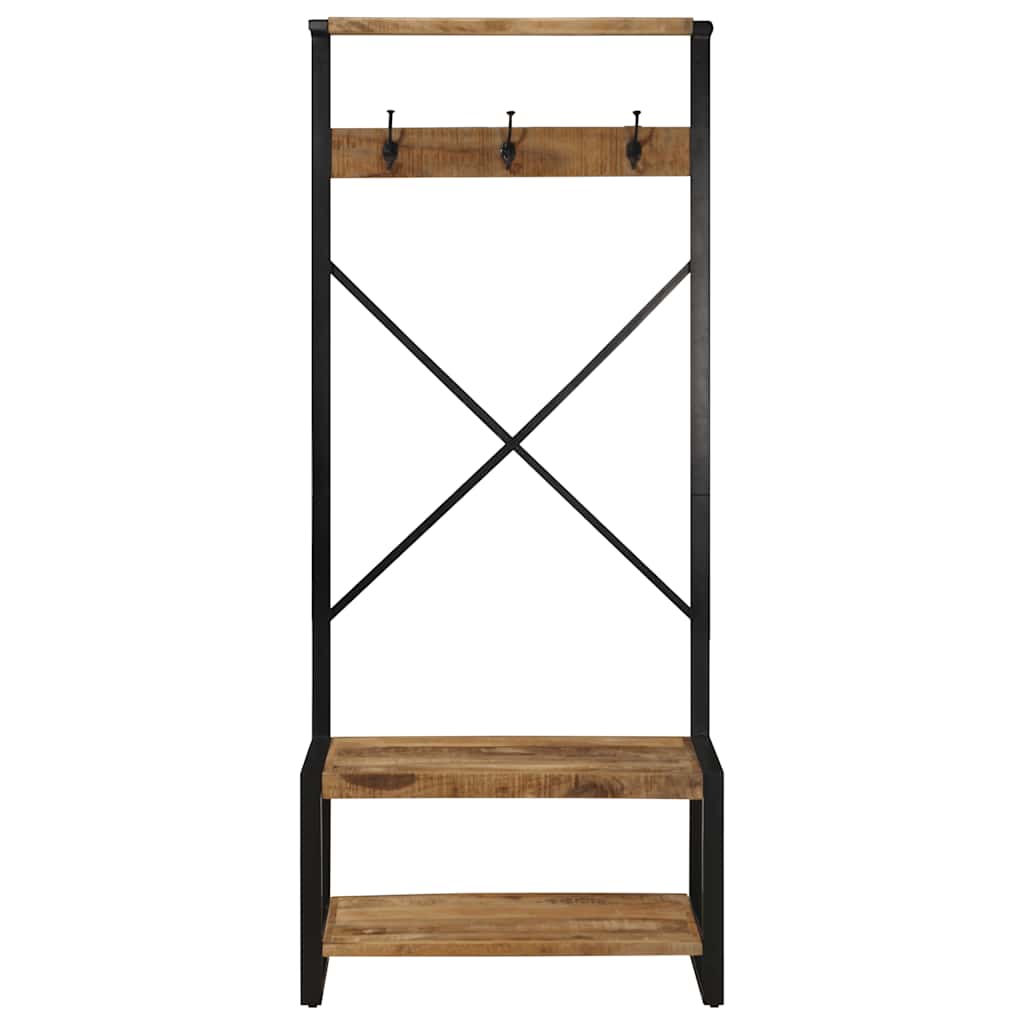 Porte-vêtements 80x40x190 cm bois de manguier massif brut