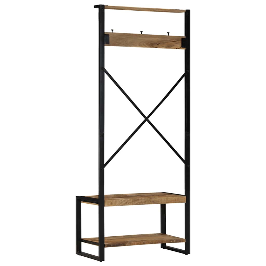 Porte-vêtements 80x40x190 cm bois de manguier massif brut