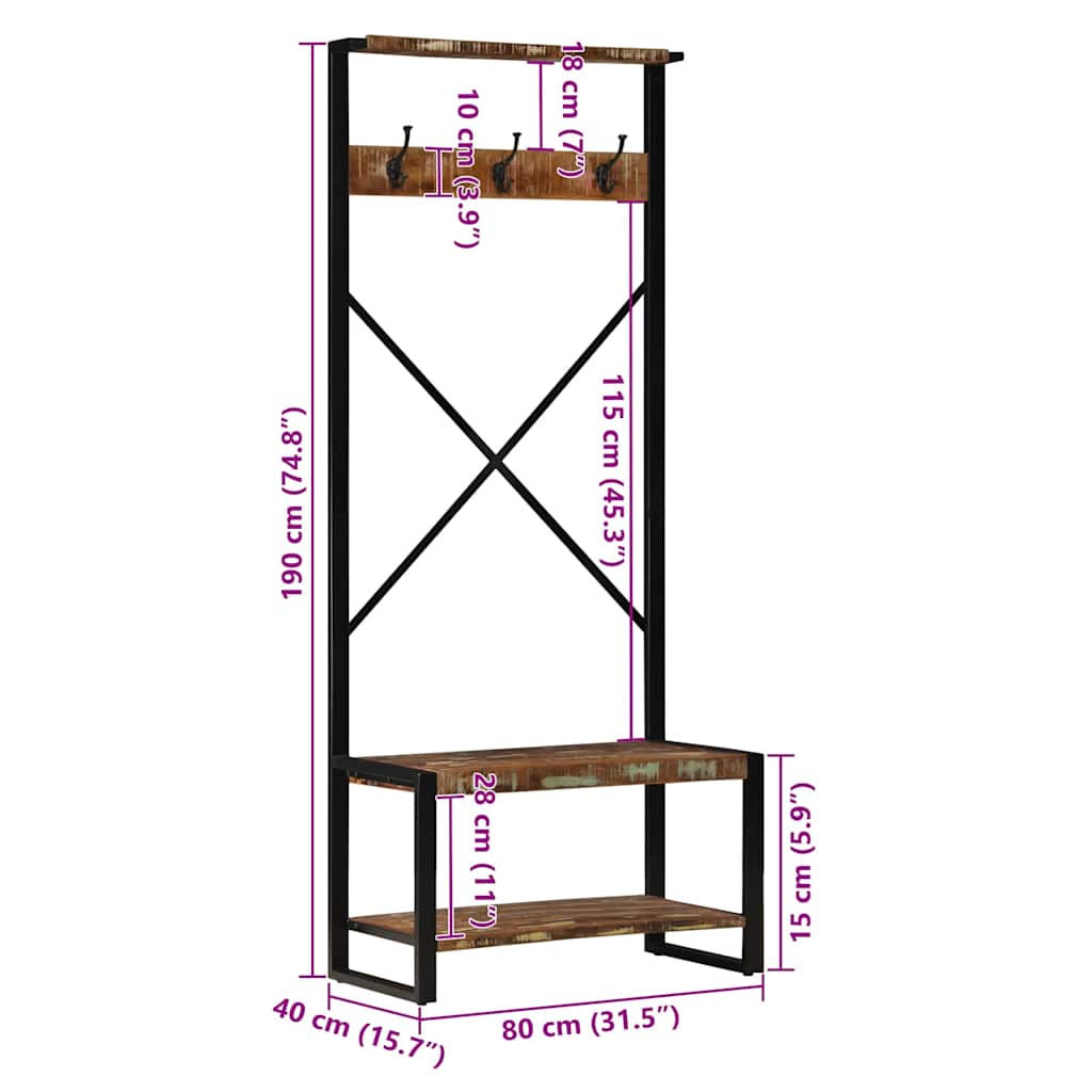 Porte-vêtements multicolore 80x40x190 cm
