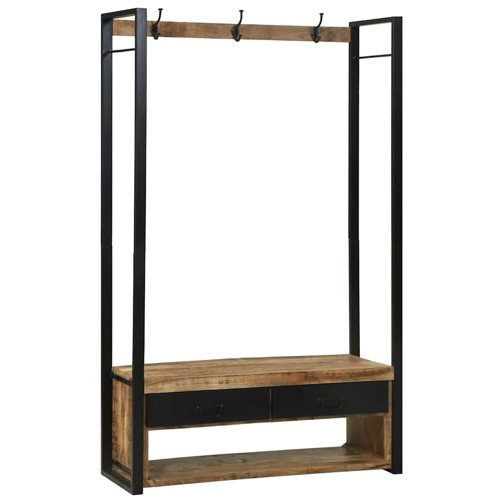 Portant à Vêtements avec tiroir Marron Bois de manguier massif