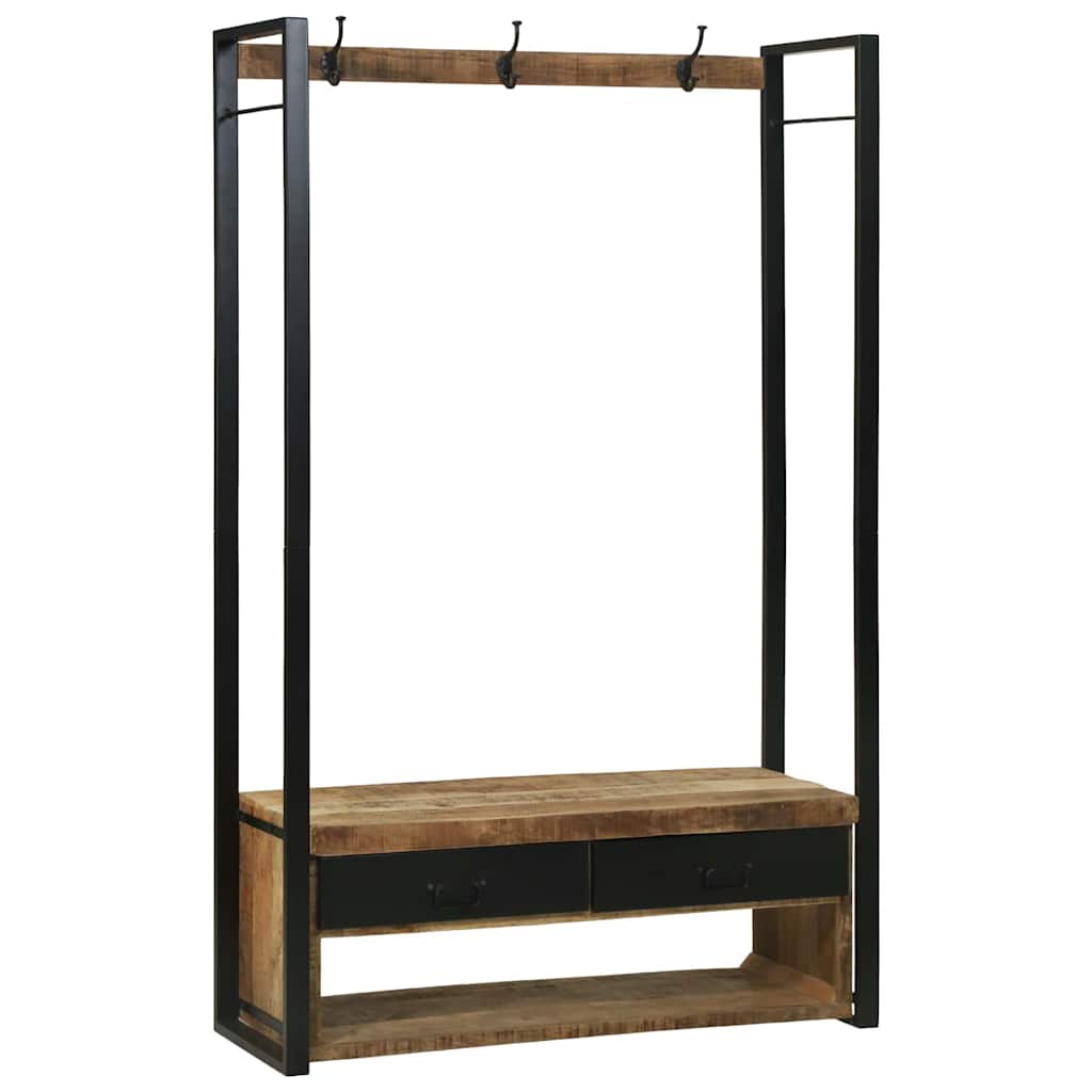 Portant à Vêtements avec tiroir Marron Bois de manguier massif