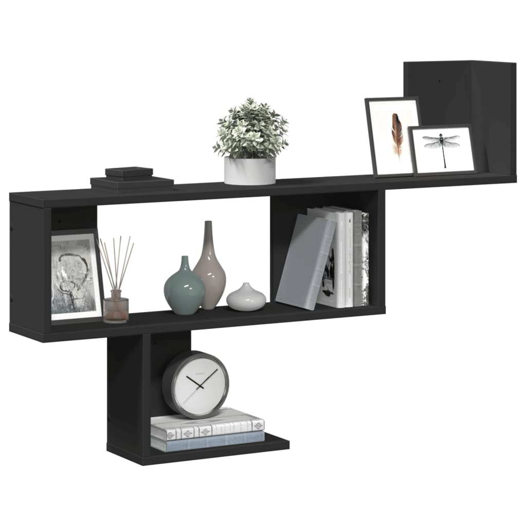 Étagère murale noir 100x15x70 cm bois d'ingénierie