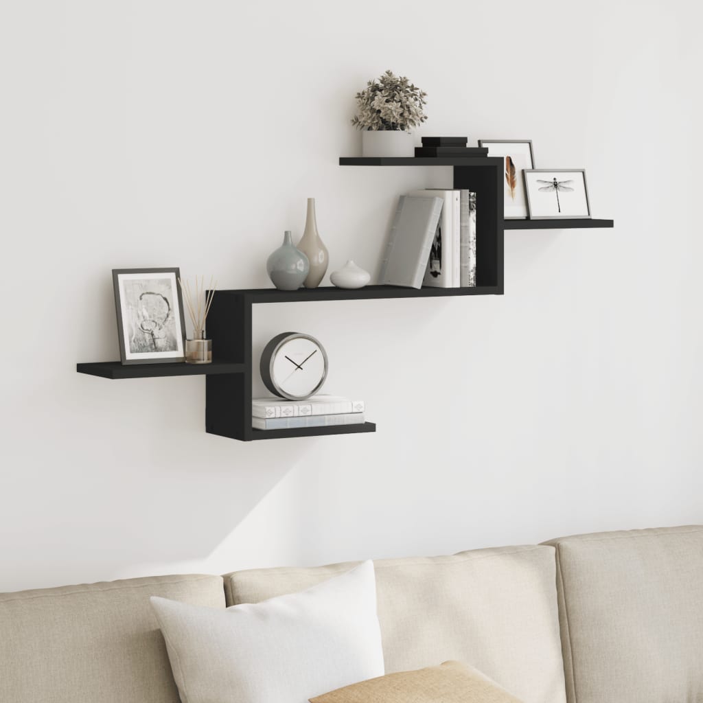 Étagère murale noir 104x15x49 cm bois d'ingénierie