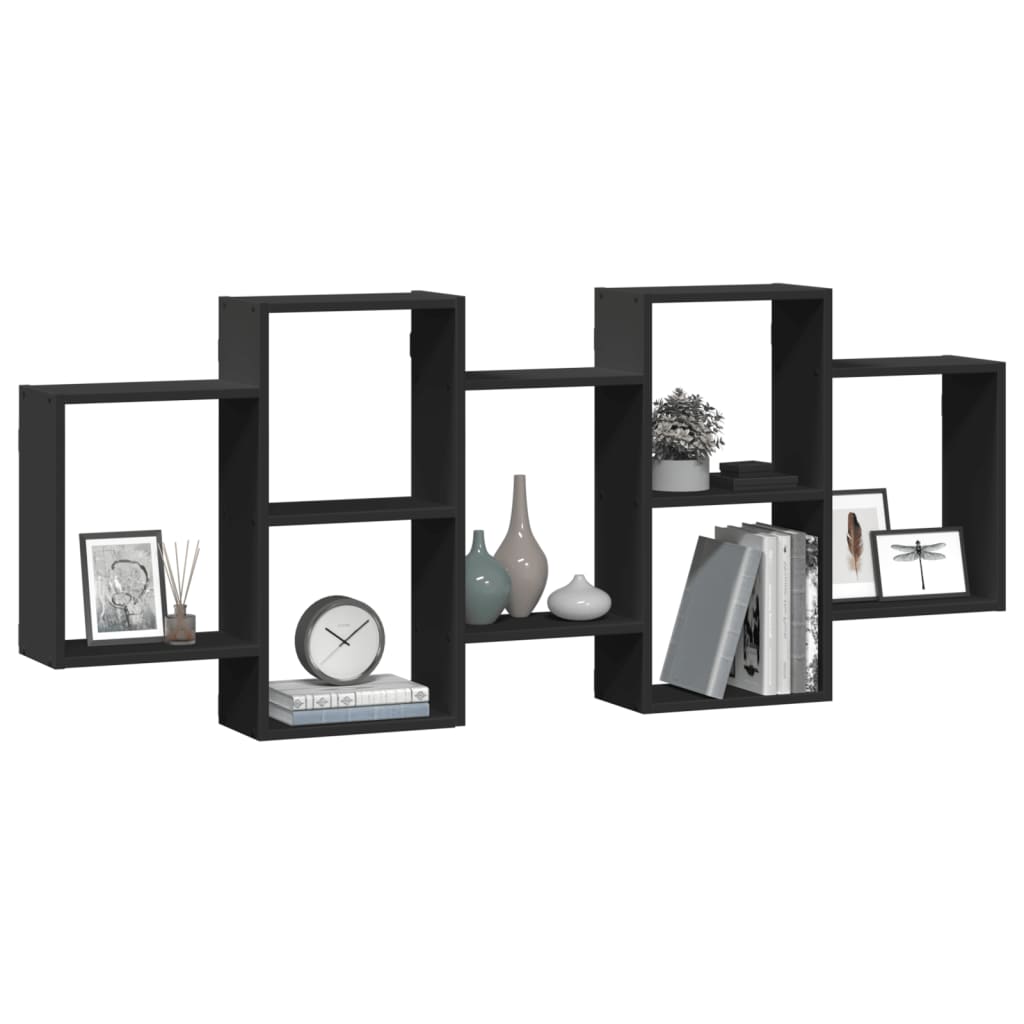 Étagère murale noir 159x18x65 cm bois d'ingénierie