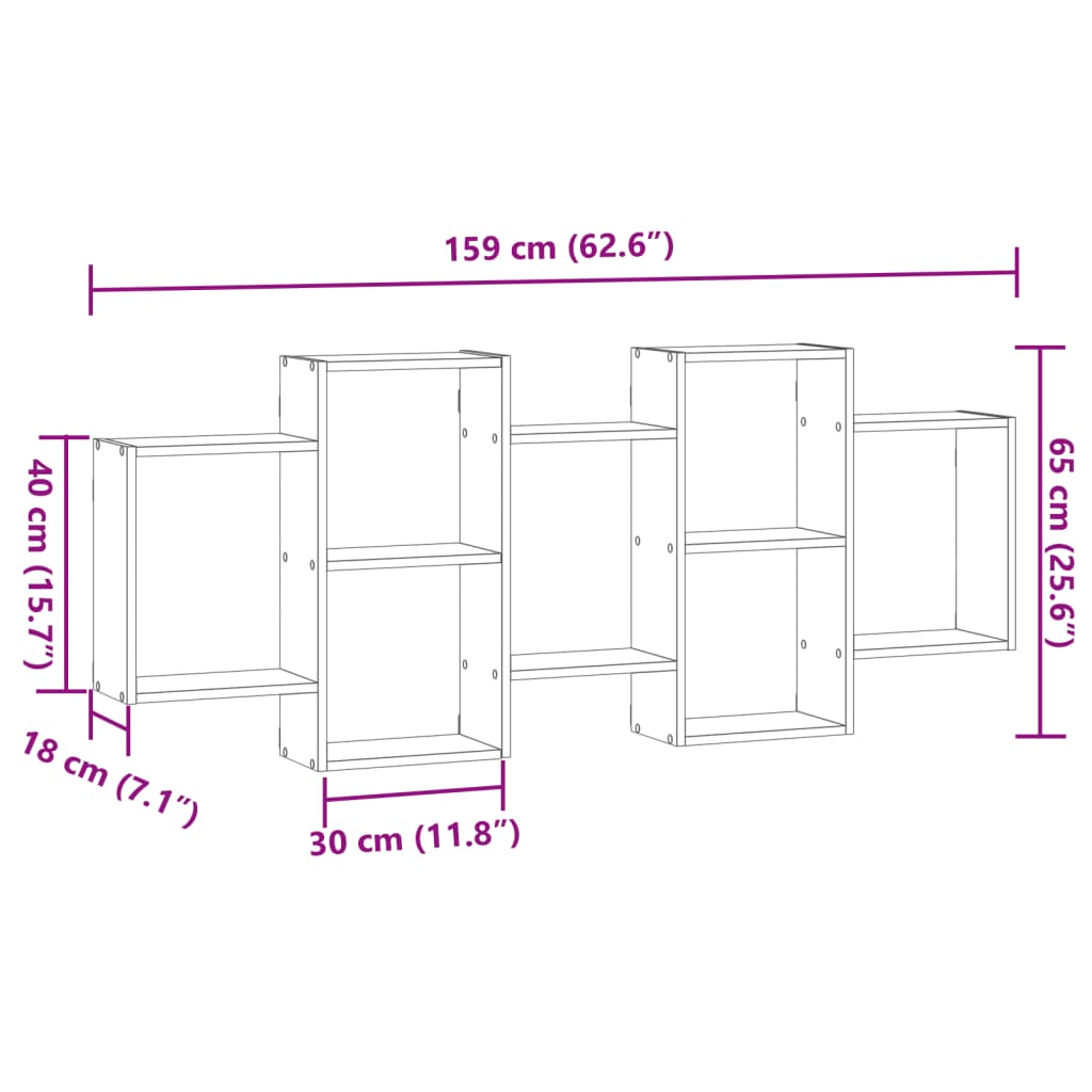 Étagère murale chêne fumé 159x18x65 cm bois d'ingénierie