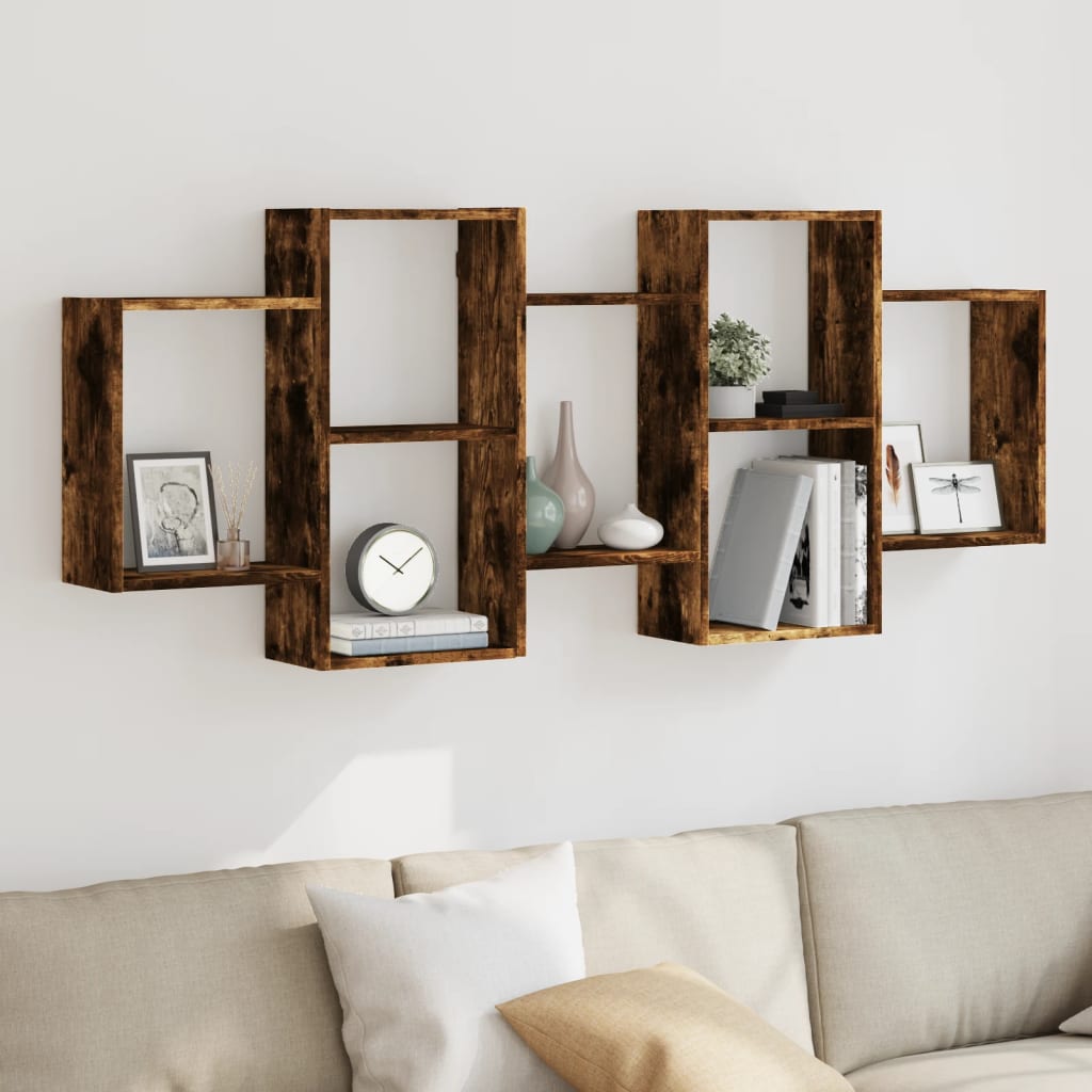 Étagère murale chêne fumé 159x18x65 cm bois d'ingénierie