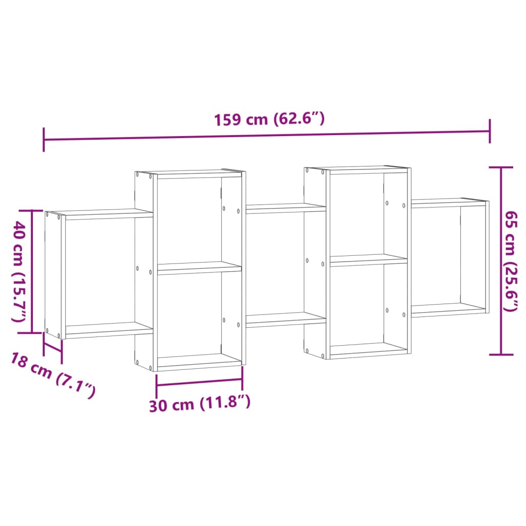 Étagère murale vieux bois 159x18x65 cm bois d'ingénierie