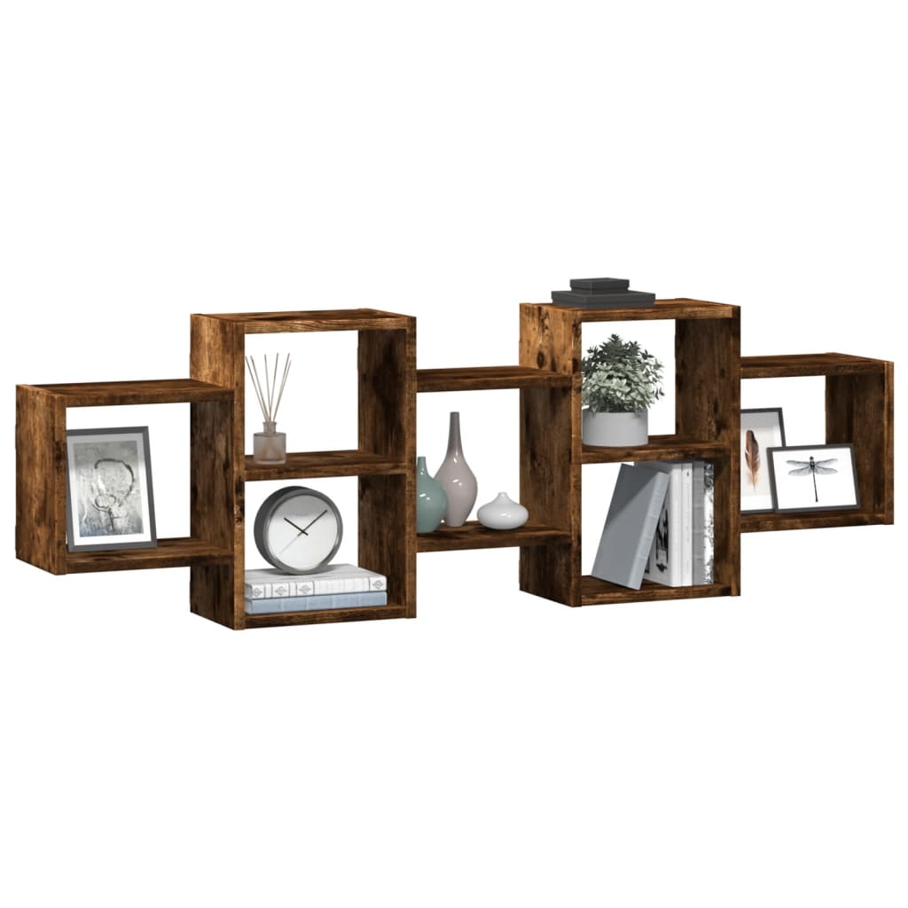 Étagère murale chêne fumé 129x18x42 cm bois d'ingénierie