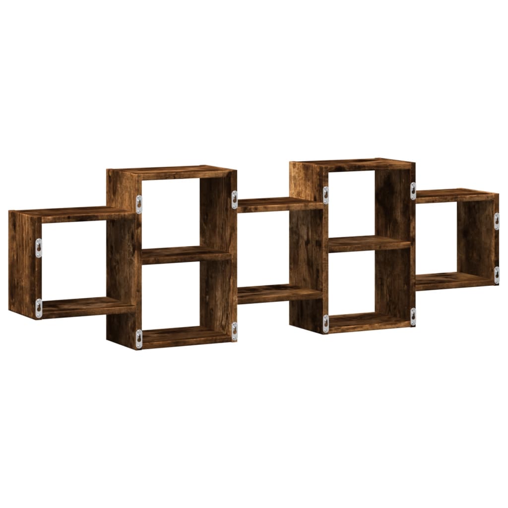 Étagère murale chêne fumé 129x18x42 cm bois d'ingénierie