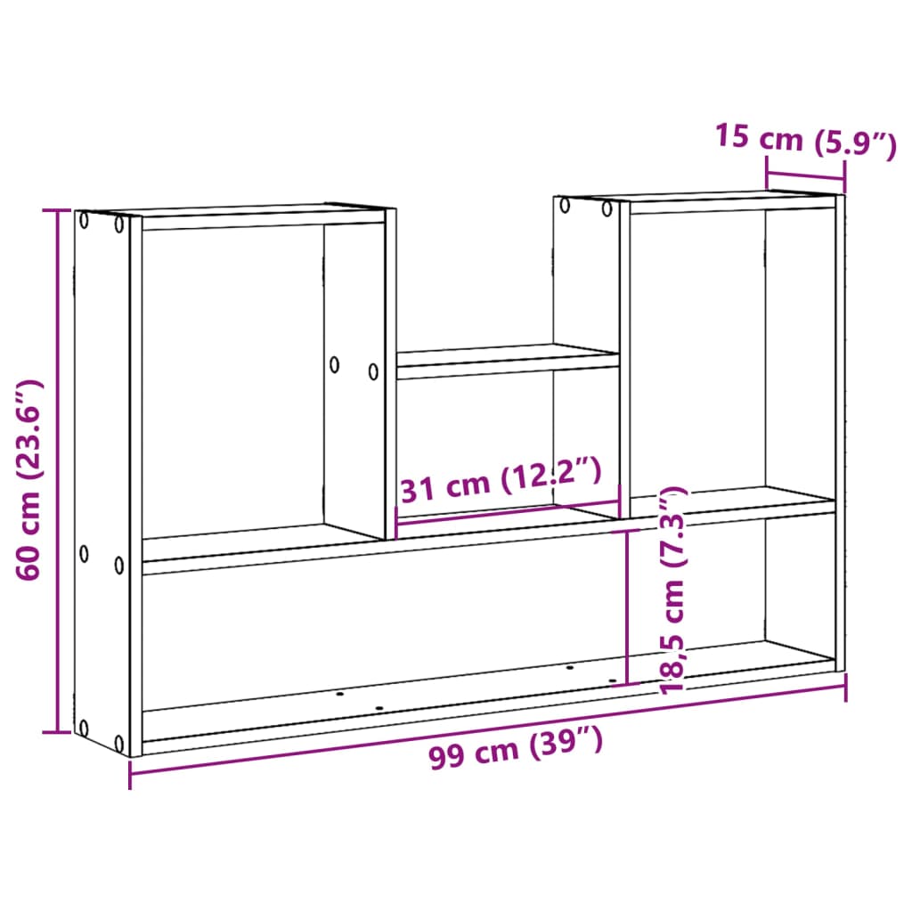 Étagère murale sonoma gris 99x15x60 cm bois ingénierie